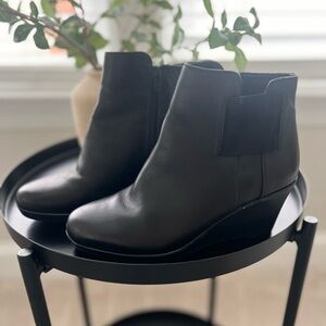Black Leather Wedge Bootie (waterproof)